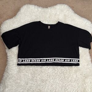 ALO Yoga Black Crop Top with Logo Band